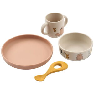 Liewood Spisesæt - Silikone - 4 Dele - Vivi - Cats and Dogs/Sand