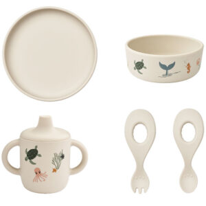 Liewood Spisesæt - Silikone - 5 dele - Ryle Printed - Sea Creatu