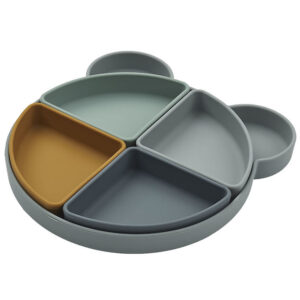 Liewood Tallerken - Arne - Silikone - 4 Rum - Mr Bear/Blue Fog M