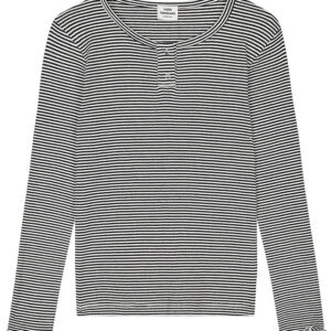 Mads Nørgaard Bluse - Rib - Stripe Tala - Sort/Vanilla Ice