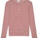 Mads Nørgaard Bluse - Rib - Stripe Tala - Winery/Vanilla Ice