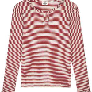 Mads Nørgaard Bluse - Rib - Stripe Tala - Winery/Vanilla Ice