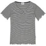 Mads Nørgaard T-shirt - Rib - Stripe Tiki - Sort/Vanilla Ice