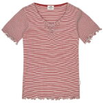 Mads Nørgaard T-shirt - Rib - Stripe Tiki - Winery/Vanilla Ice