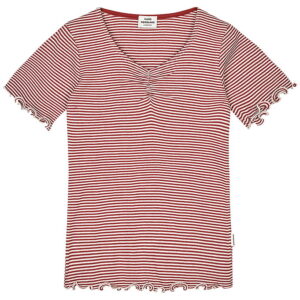 Mads Nørgaard T-shirt - Rib - Stripe Tiki - Winery/Vanilla Ice