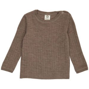 Müsli Bluse - Rib - Uld - Walnut Melange