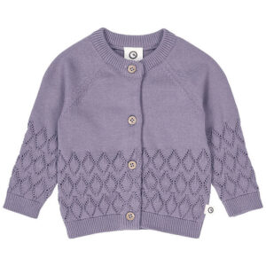 Müsli Cardigan - Strik - Leaf - Lilac Fog m. Hulmønster