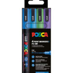 Posca Tuscher - PC-3M - 4 stk. - Blå/Grøn/Lilla m. Glimmer