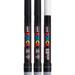 Posca Tuscher m. Pensel-spids - PCF-350 - 3 stk. - Hvid/Sort