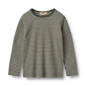 Stig T-shirt Langærmet - Winter forest stripe - 3 ÅR