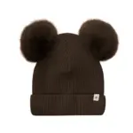 Strik Alpaca Hat Pompoms - Dark brown melange - 12-24 MDR.