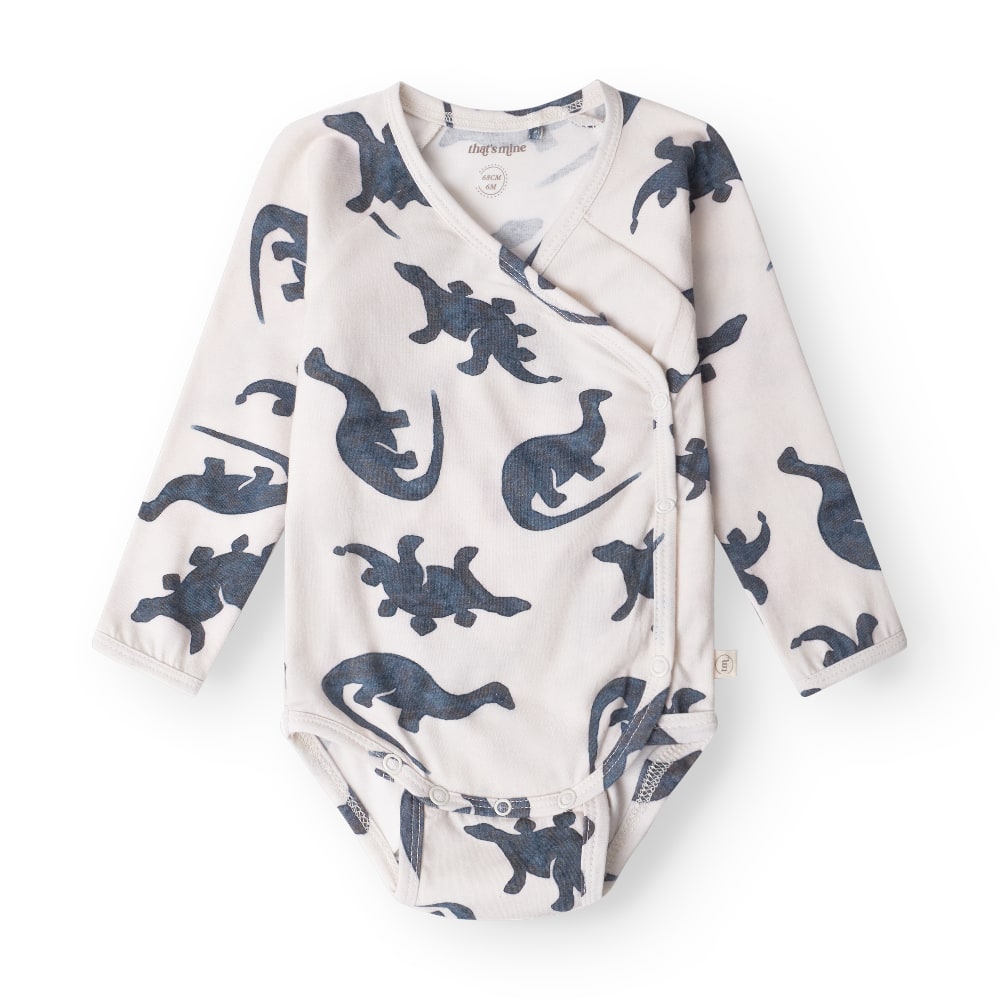 That's Mine - Elimar slå-om bodystocking - Mono dino - 68cm - 6M