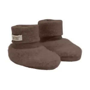 Uld Fleece Footies - Brown melange - 86/92