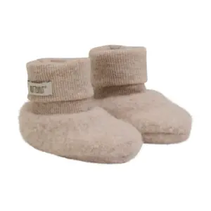 Uld Fleece Footies - Camel melange - 50/56