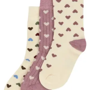 Bamboo strømper 3 pak - HEART MIX - 19/22