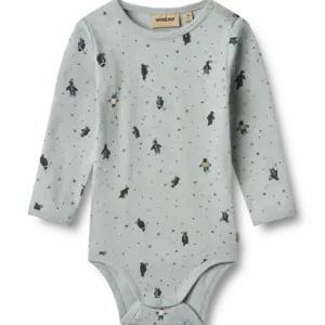 Berti Body Langærmet - Soft rain penguins - 3 MDR.