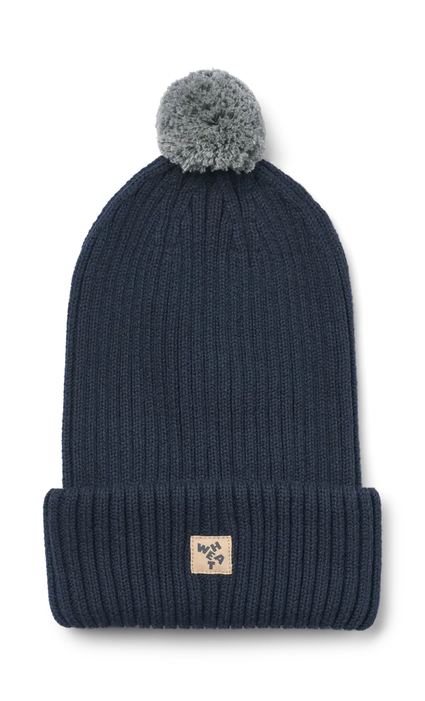 Habar Strikket Hue - Ink melange - 1-3 ÅR