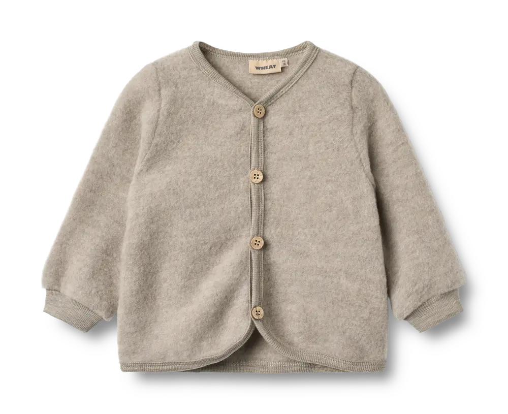 Kari Uld Fleece Cardigan - Khaki melange - 12 MDR.