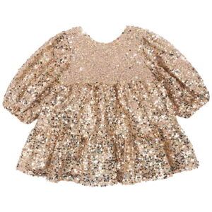 Konges Sløjd Kjole - Lila Sequins Bow - Gold Glitter