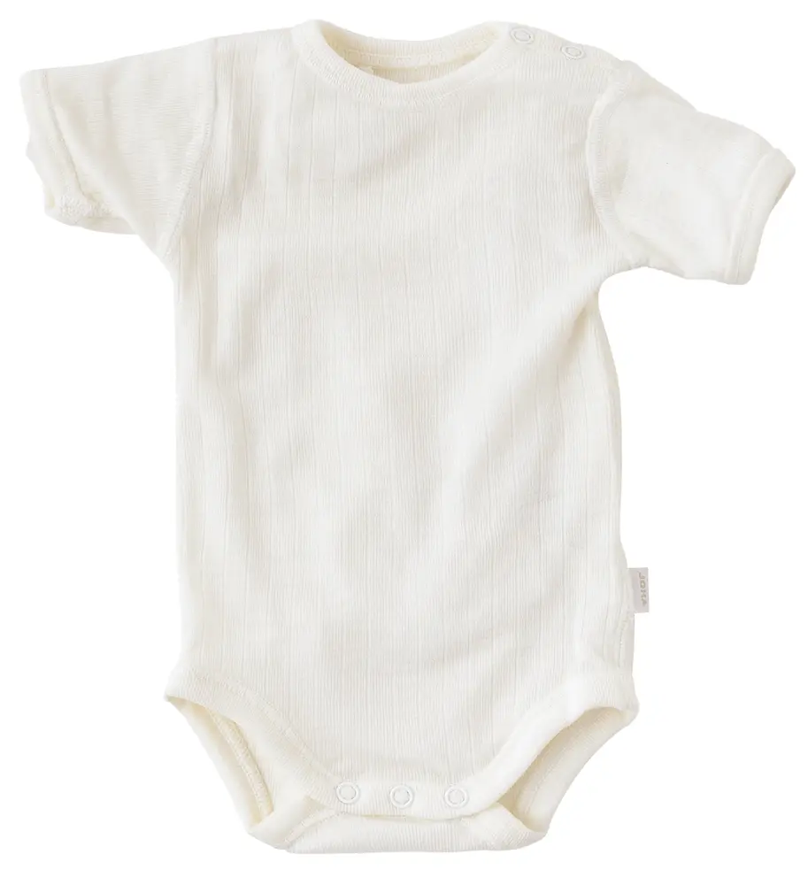 Kort Ærmet Body i Rib - Joha Uld - Natur - 70