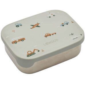Liewood Madkasse - Silikone/Stål - Arthur - Vehicles/Dove Blue M