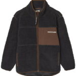Mads Nørgaard Fleecejakke - Teddy - Jeffo - Jet Black m. Brun