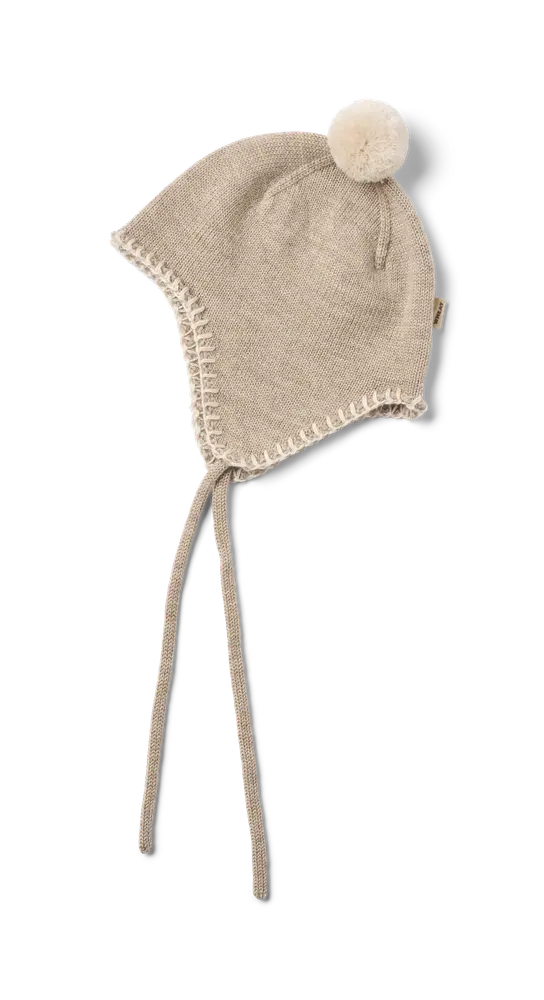 Pomma Strikket Hue - Warm sand melange - 3-9 MDR.