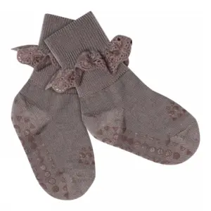 Skridsikre Strømper -  Merino Uld med blonde - 33 - 20/22