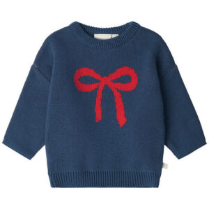 That's Mine Bluse - Strik - Nasha - Key Blue/Rød Sløjfe