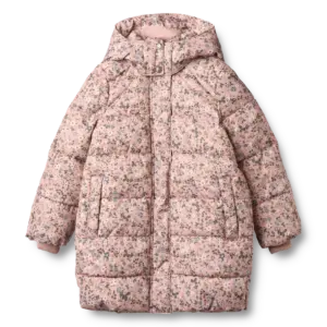 Yrsa Puffer Jakke - Rose powder flowers - 7 ÅR