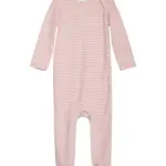 Baby Stribet Dragt - Coral/Offwhite - 68 / 6 MDR.