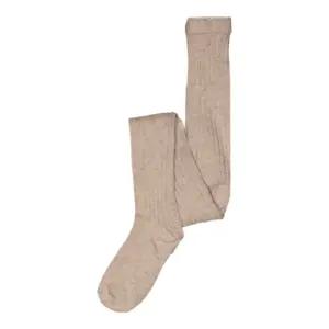 Basic Rib Strømpebuks - Light Brown Melange - 140