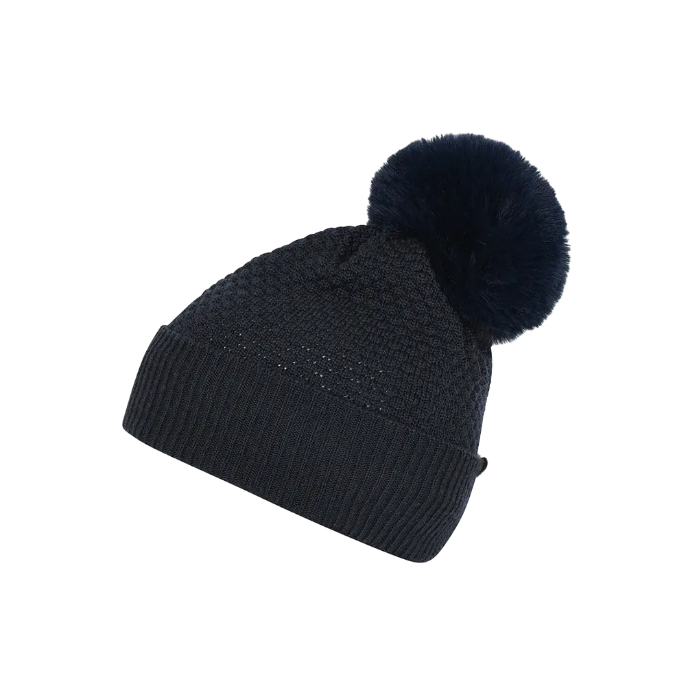 Chunky Oslo Beanie w fake fur - Navy - 51/53