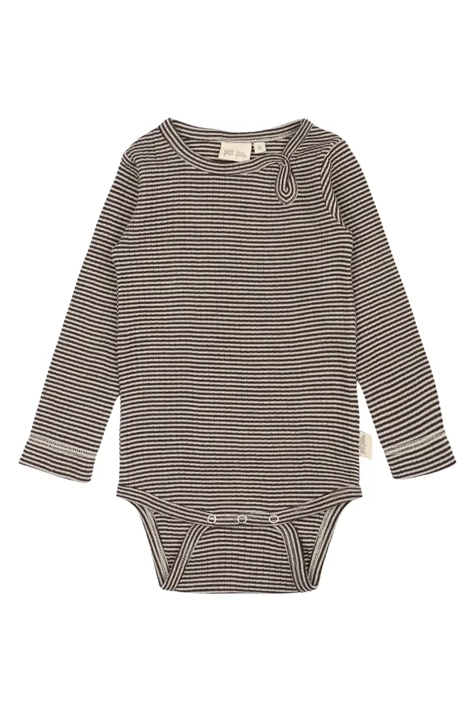 Dante Uld Body Langærmet - Coffee Bean/Dark Off White - 92