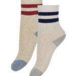 Konges Sløjd Strømper - 2-pak - Rib - Off White/Multi Strip