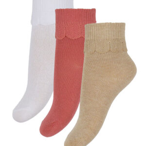Konges Sløjd Strømper - 3-pak - Frill - Sand/Optic White/Raspber