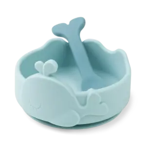 Silikone Stick & Stay skål og babyske Wally - Blå