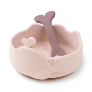 Silikone Stick & Stay skål og babyske Wally - Pudder
