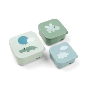 Snack boks sæt 3 stk Happy clouds - Grøn