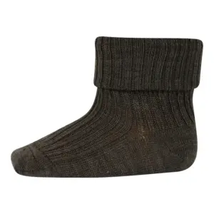 Uld Ankelstrømpe Rib - Brown Melange - 22/24