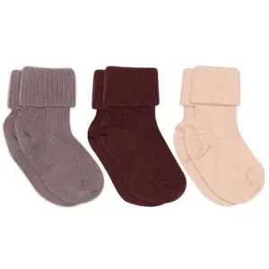 Uld rib baby strømpe 3 pak - 853 - 19/21