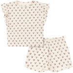Konges Sløjd Sæt - T-shirt/Shorts - Lin Frill - Cherry Motif