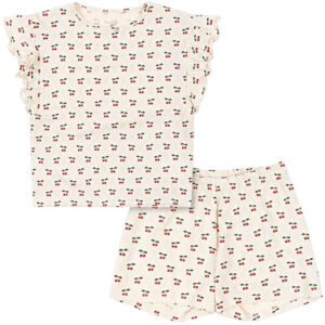 Konges Sløjd Sæt - T-shirt/Shorts - Lin Frill - Cherry Motif