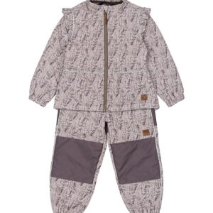 Mikk-Line Termotøj - Cloud Gray m. Blomster/Flæser