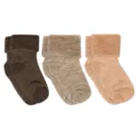 Uld baby strømper 3-pak - Brown Melange - 19/21