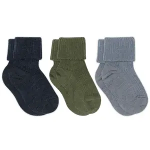 Uld rib baby strømpe 3 pak - 1235 - 19/21