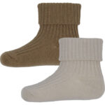 Wheat Strømper - 2-pak - Uld - Rib - Ziggy - Caramel