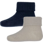 Wheat Strømper - 2-pak - Uld - Rib - Ziggy - Navy