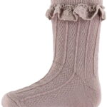 Wheat Strømper - Uld - Nora - Dry Rose m. Blonder