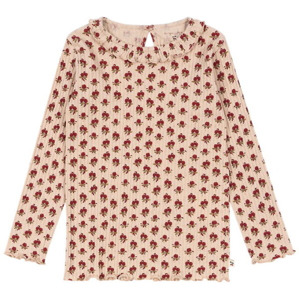 Konges Sløjd Bluse - Rib - Nia - Ruby Rose m. Hulmønster